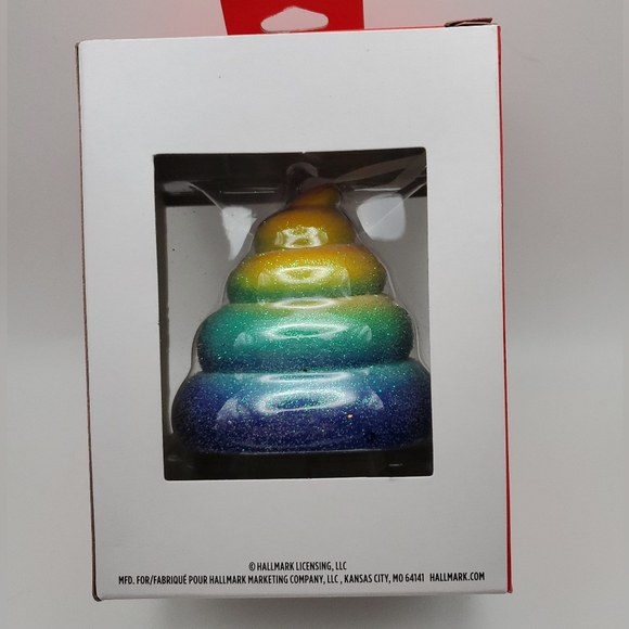 Hallmark Sparkle Swirl Rainbow Poop Emoji Christmas Tree Ornament Decor 2021 NIB - Picture 4 of 5